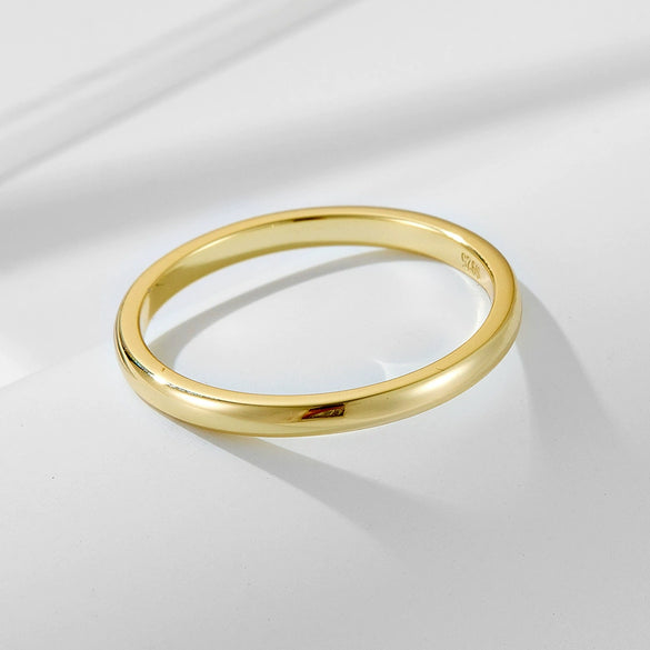 Wholesale Women's S925 Sterling Silver Geometric Goldplated Plain Ring