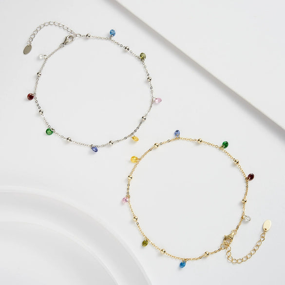 Wholesale Women's S925 Sterling Silver Geometric Gypsophila Anklet Jewelry
