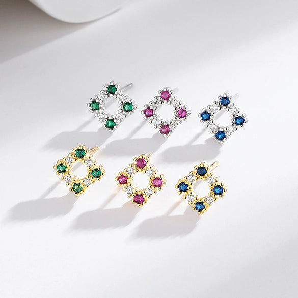 Wholesale Women's S925 Sterling Silver Geometric Hollow Electroplated Earrings
