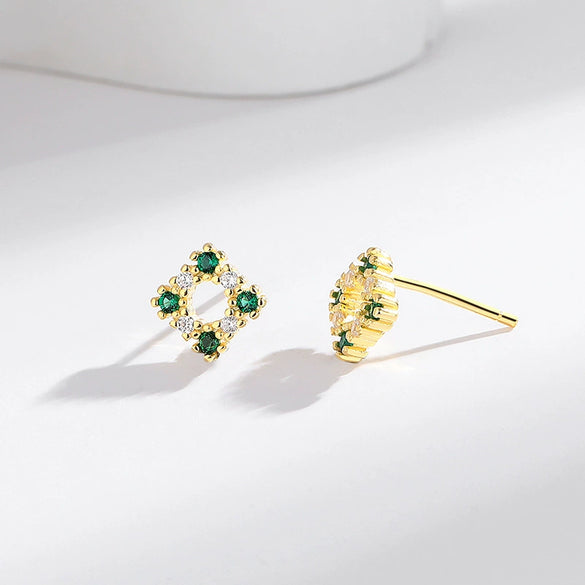 Wholesale Women's S925 Sterling Silver Geometric Hollow Electroplated Earrings