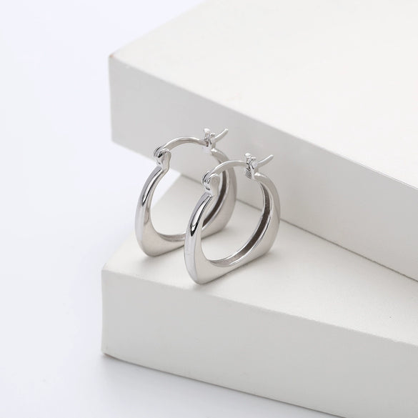 Wholesale Women's S925 Sterling Silver Geometric Hollow Ushape Electroplated Earrings Cold Style Ins Minimalist