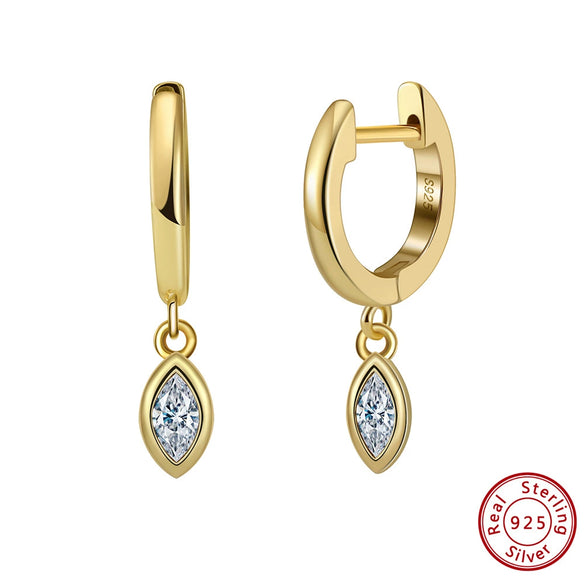 Wholesale Women's S925 Sterling Silver Geometric Horse Eyeshaped Inlaid Zircon Earrings