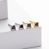 Wholesale Women's S925 Sterling Silver Geometric Inlaid Black Zircon Earrings Simple Style