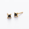 Wholesale Women's S925 Sterling Silver Geometric Inlaid Black Zircon Earrings Simple Style