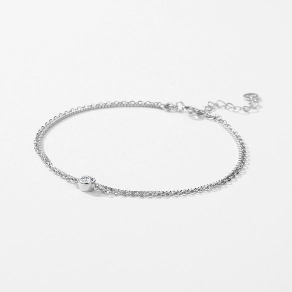 Wholesale Women's S925 Sterling Silver Geometric Inlaid Zircon Double Bracelet