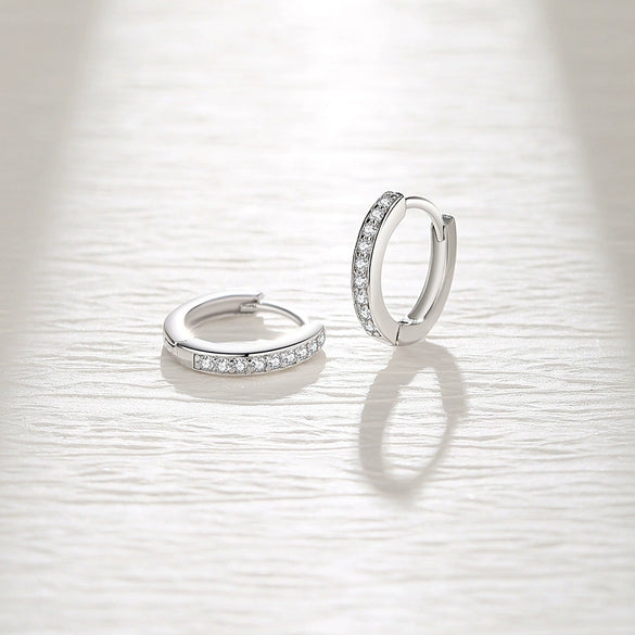 Wholesale Women's S925 Sterling Silver Geometric Inlaid Zircon Earrings With Electroplating