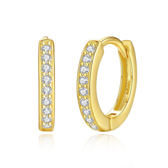 Wholesale Women's S925 Sterling Silver Geometric Inlaid Zircon Earrings With Electroplating