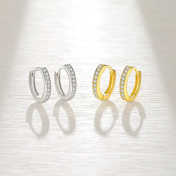 Wholesale Women's S925 Sterling Silver Geometric Inlaid Zircon Earrings With Electroplating