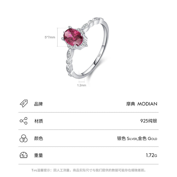 Wholesale Women's S925 Sterling Silver Geometric Inlaid Zircon Pigeon Red Color Treasure Ring