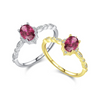 Wholesale Women's S925 Sterling Silver Geometric Inlaid Zircon Pigeon Red Color Treasure Ring