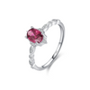 Wholesale Women's S925 Sterling Silver Geometric Inlaid Zircon Pigeon Red Color Treasure Ring