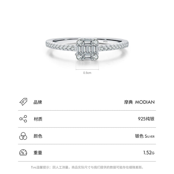 Wholesale Women's S925 Sterling Silver Geometric Inlaid Zircon Ring Set