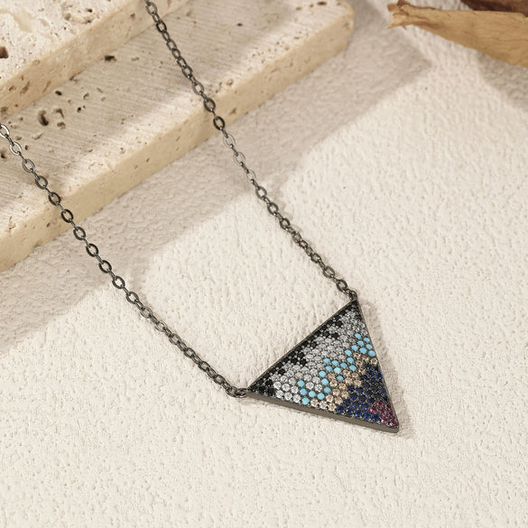 Wholesale Women's S925 Sterling Silver Geometric Inverted Triangle Ins Style Electroplated Necklace