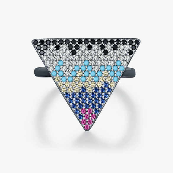 Wholesale Women's S925 Sterling Silver Geometric Inverted Triangle Ring With Electroplating
