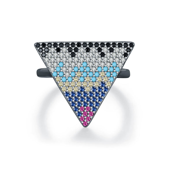 Wholesale Women's S925 Sterling Silver Geometric Inverted Triangle Ring With Electroplating