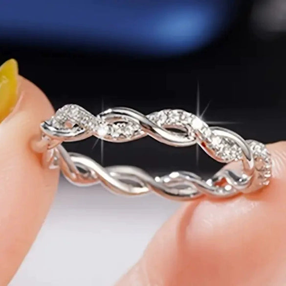 Wholesale Women's S925 Sterling Silver Geometric Knot Wrapping Ring With Electroplating
