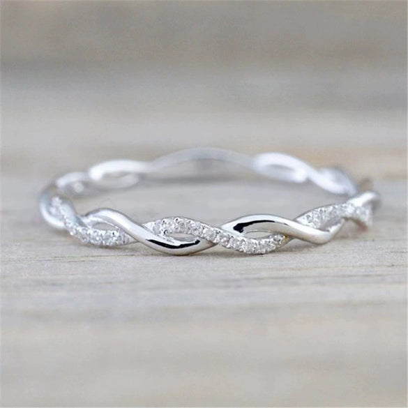 Wholesale Women's S925 Sterling Silver Geometric Knot Wrapping Ring With Electroplating