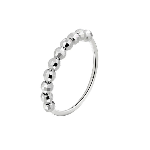 Wholesale Women's S925 Sterling Silver Geometric Laser Bead Movable Ring Electroplated