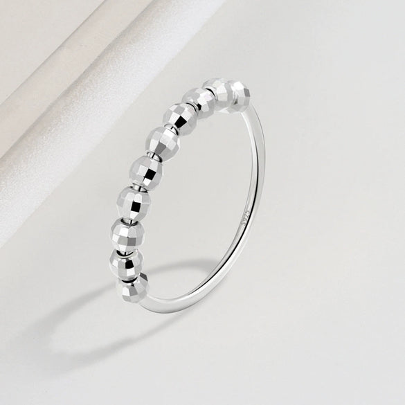 Wholesale Women's S925 Sterling Silver Geometric Laser Bead Movable Ring Electroplated
