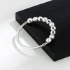 Wholesale Women's S925 Sterling Silver Geometric Laser Bead Movable Ring Electroplated