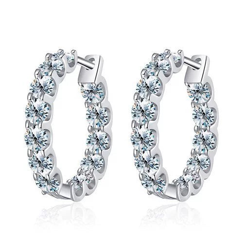 Wholesale Women's S925 Sterling Silver Geometric Light Luxury Elegant Simple Classic Moissanite Earrings With Electroplating