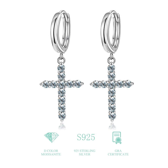 Wholesale Women's S925 Sterling Silver Geometric Light Luxury Elegant Simple Classic Moissanite Earrings With Electroplating