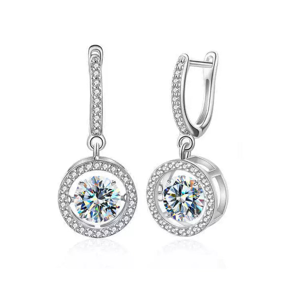 Wholesale Women's S925 Sterling Silver Geometric Light Luxury Elegant Simple Classic Moissanite Earrings With Electroplating