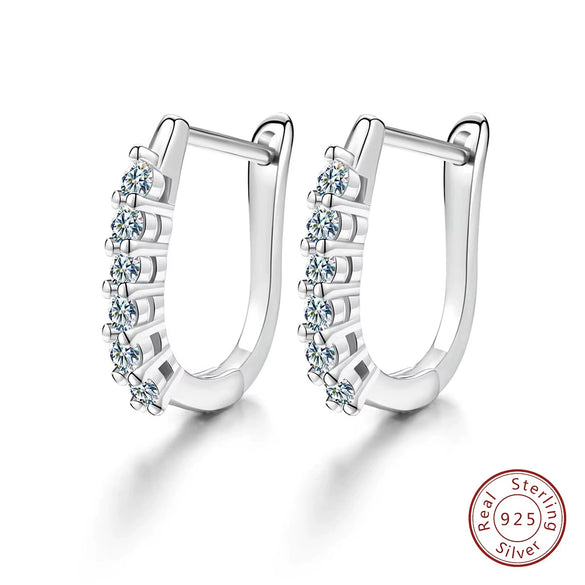 Wholesale Women's S925 Sterling Silver Geometric Light Luxury Elegant Simple Classic Moissanite Earrings With Electroplating