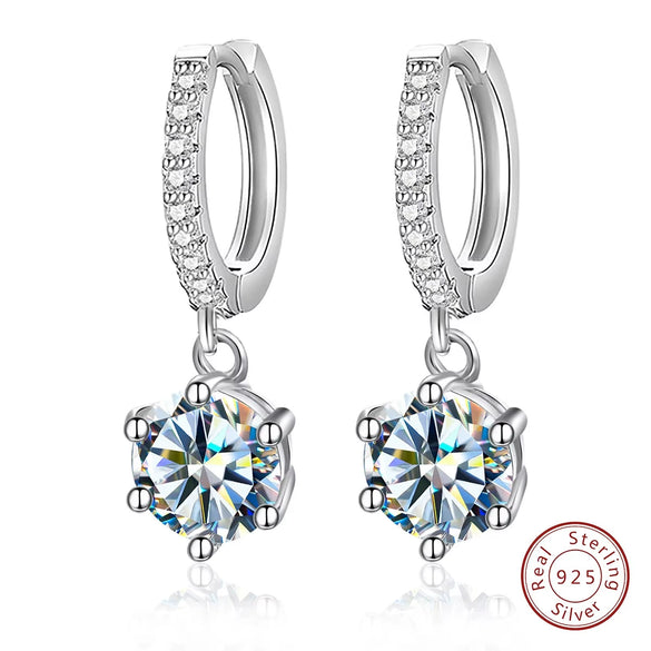 Wholesale Women's S925 Sterling Silver Geometric Light Luxury Elegant Simple Classic Moissanite Earrings With Electroplating