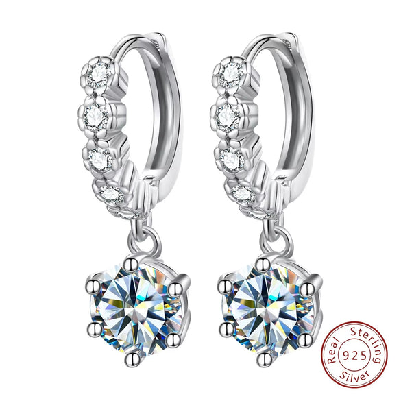Wholesale Women's S925 Sterling Silver Geometric Light Luxury Elegant Simple Classic Moissanite Earrings With Electroplating