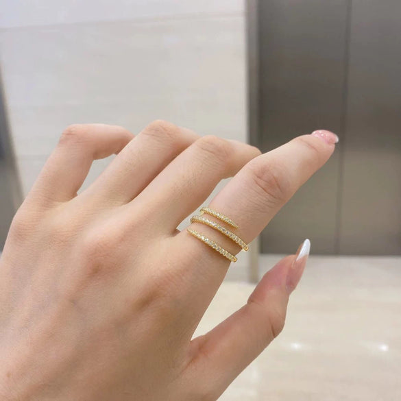 Wholesale Women's S925 Sterling Silver Geometric Light Luxury Ring With Highend Zircon And Electroplating