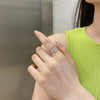Wholesale Women's S925 Sterling Silver Geometric Light Luxury Ring With Highend Zircon And Electroplating