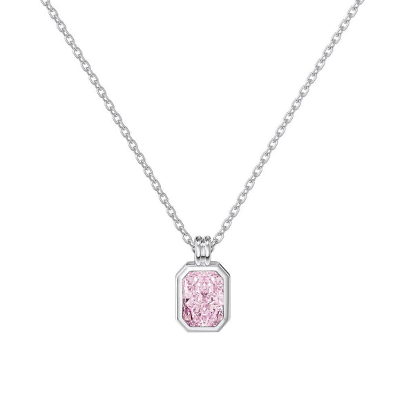 Wholesale Women's S925 Sterling Silver Geometric Light Luxury Style Necklace With Cut Powder Diamond Inlaid 8A Zircon And Cross Chain Electroplating