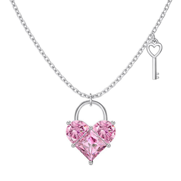 Wholesale Women's S925 Sterling Silver Geometric Light Luxury Style Necklace With Cut Powder Diamond Inlaid 8A Zircon And Cross Chain Electroplating