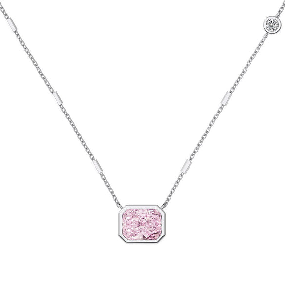 Wholesale Women's S925 Sterling Silver Geometric Light Luxury Style Necklace With Cut Powder Diamond Inlaid 8A Zircon And Cross Chain Electroplating