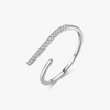 Wholesale Women's S925 Sterling Silver Geometric Lines Microinlaid Diamond Ring