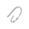 Wholesale Women's S925 Sterling Silver Geometric Lines Microinlaid Diamond Ring