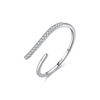 Wholesale Women's S925 Sterling Silver Geometric Lines Microinlaid Diamond Ring