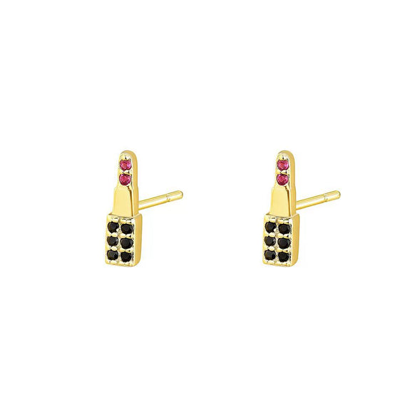 Wholesale Women's S925 Sterling Silver Geometric Lips Micropaved Zircon Earrings Light Luxury Style