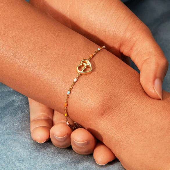 Wholesale Women's S925 Sterling Silver Geometric Love Bracelet With Epoxy Enamel And Electroplating