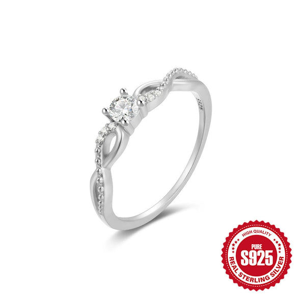 Wholesale Women's S925 Sterling Silver Geometric Love Ring With Cross Zircon And Gem Inlaid