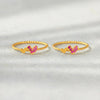 Wholesale Women's S925 Sterling Silver Geometric Love Ring With Rose Red Zircon Electroplated