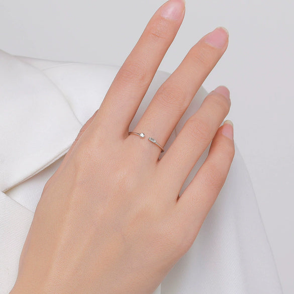 Wholesale Women's S925 Sterling Silver Geometric Micro Inlaid Adjustable Open Ring