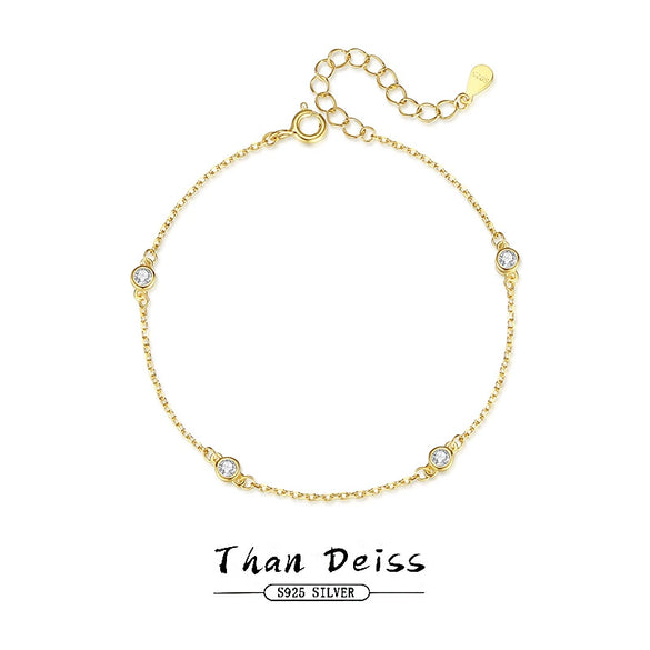Wholesale Women's S925 Sterling Silver Geometric Micro Inlaid Zircon Anklet Simple Sexy Light Luxury Niche