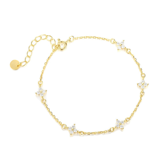 Wholesale Women's S925 Sterling Silver Geometric Microinlaid Zirconia Minimalist Bracelet
