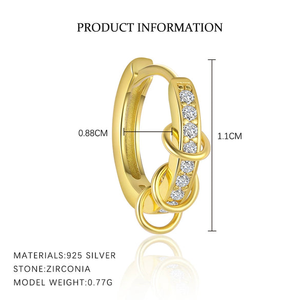 Wholesale Women's S925 Sterling Silver Geometric Micropaved Minimalist Light Luxury Earrings