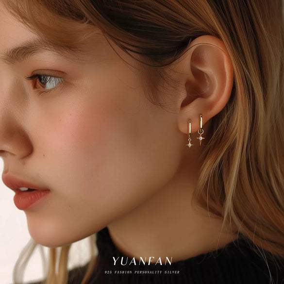 Wholesale Women's S925 Sterling Silver Geometric Micropaved Minimalist Light Luxury Earrings