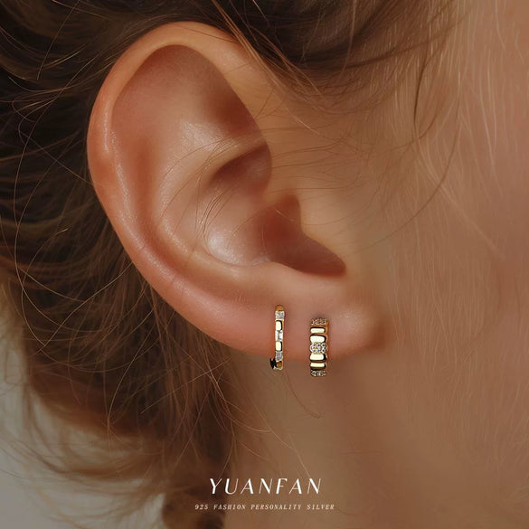 Wholesale Women's S925 Sterling Silver Geometric Micropaved Minimalist Light Luxury Earrings