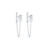Wholesale Women's S925 Sterling Silver Geometric Minimalist Stick Chain Rear Hanging Earrings