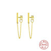 Wholesale Women's S925 Sterling Silver Geometric Minimalist Stick Chain Rear Hanging Earrings